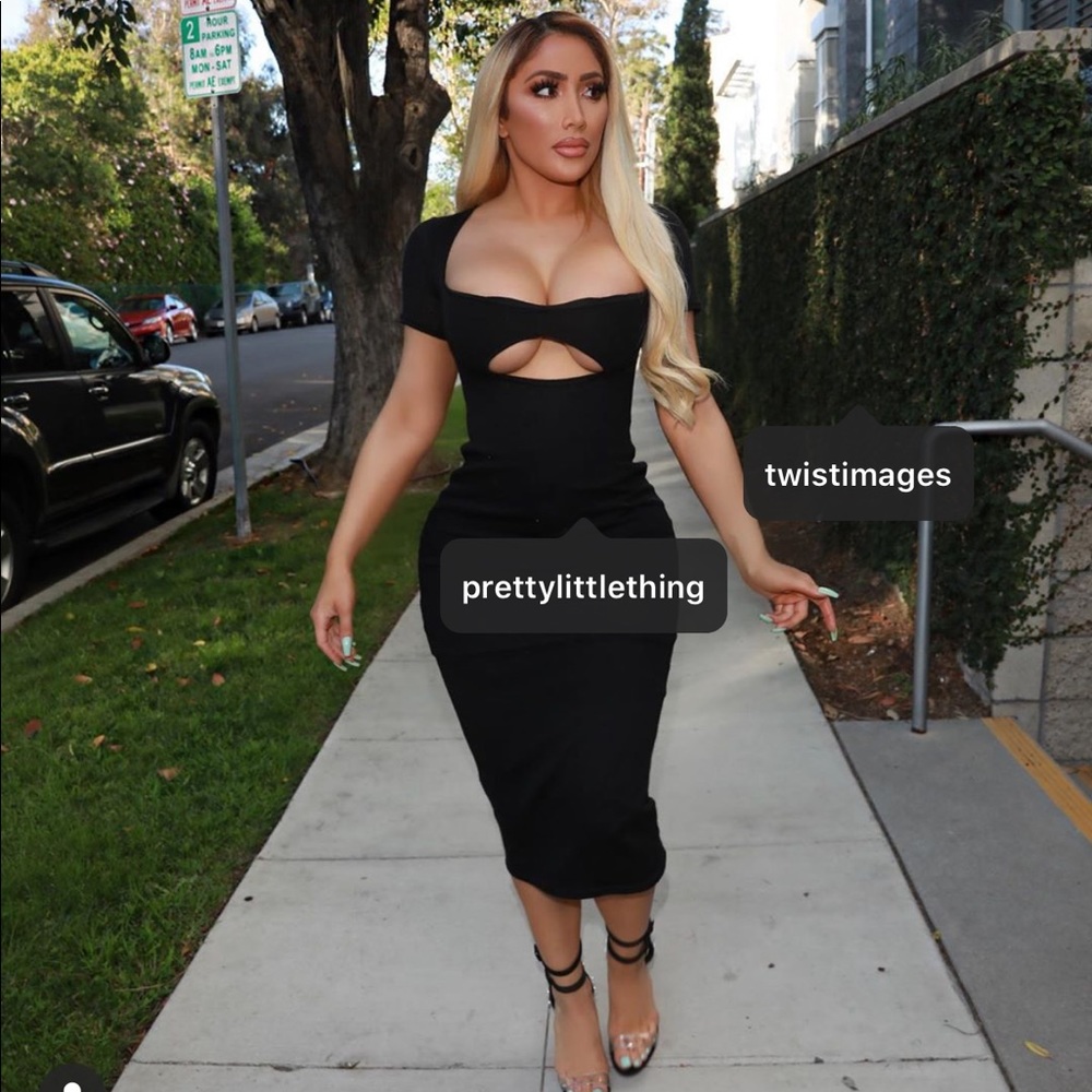 Shape Black Knitted Twist Front Midi Dress